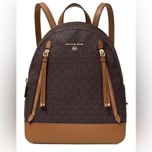 New Michael Kors Brown Logo Backpack